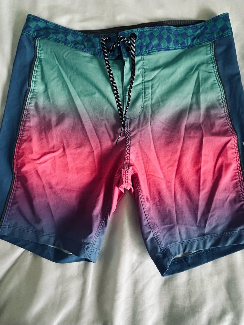 Hurley Teal to Pink Gradient Swim Board Shorts